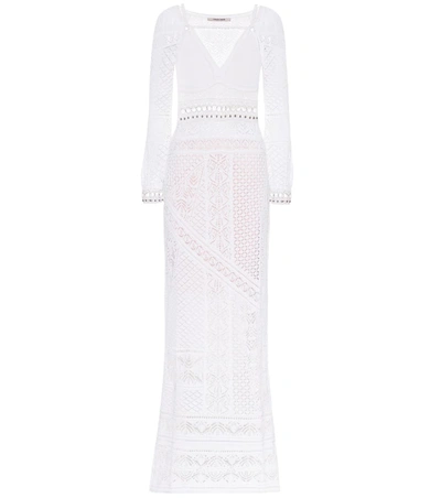 Roberto Cavalli Cotton-blend Crochet Maxi Dress In White