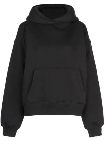 Alexander Wang T Zip-detailed Cotton-blend Fleece Hoodie In Black