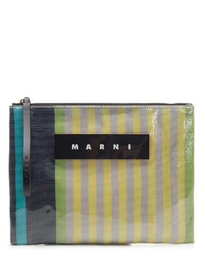 Marni Striped Clutch Bag In Multi