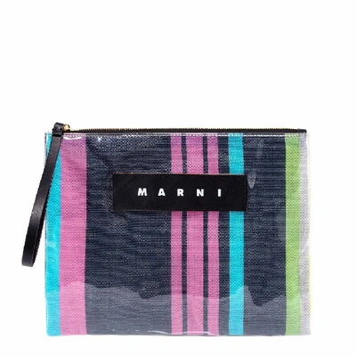 Marni Striped Clutch Bag In Pink