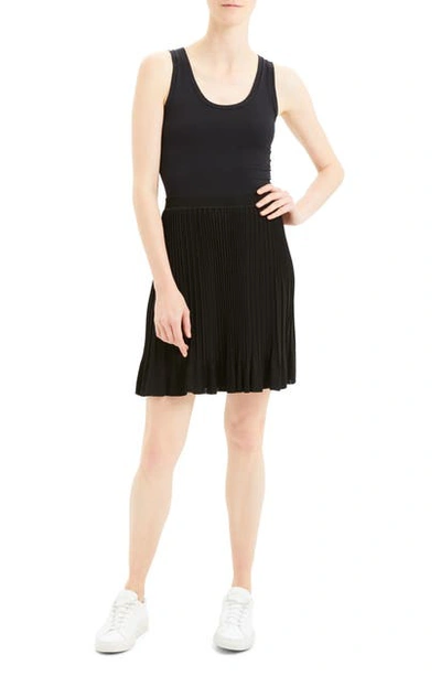 Theory Knit Pleated Pull-on Skirt In Black