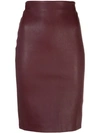 Theory Bristol Leather Skinny Pencil Skirt In Burgundy