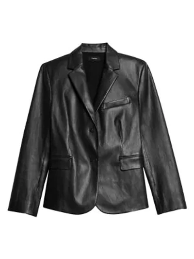 Theory Classic Leather Shrunken Jacket In Mulberry