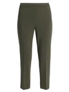 Theory Crepe Basic Pull-on Cropped Pants In Green Slate