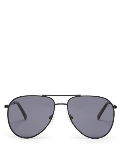 Le Specs Road Trip Aviator Metal Sunglasses In Matte Black/smoke Mono