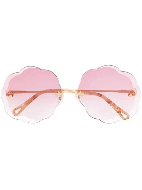 Chloé Rosie Scalloped Round-frame Sunglasses In Pink | ModeSens