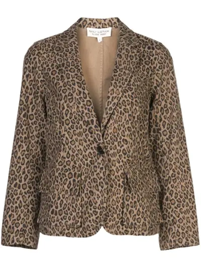 Nili Lotan Addison Leopard-print Cotton Blazer In Leopard Print
