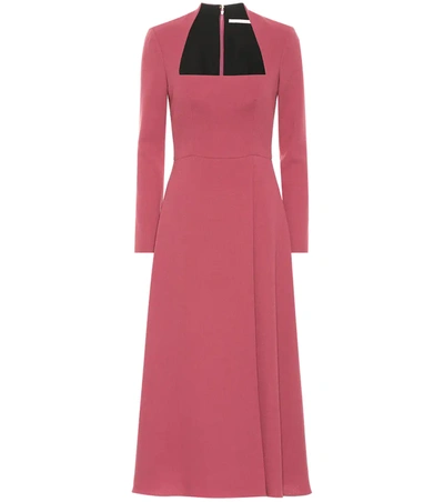 Emilia Wickstead Glenda Square-neckline Wool-crepe Midi Dress In Purple