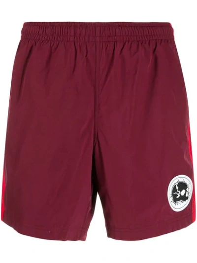 Alexander Mcqueen Skull Patch Swim Shorts In Red