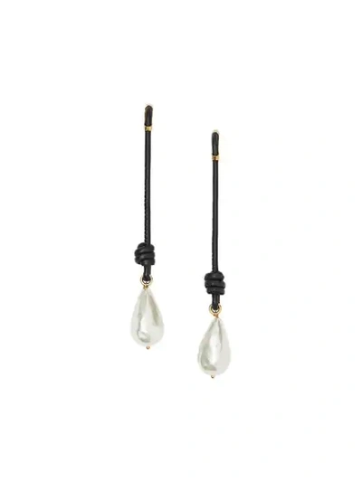 Burberry Faux-pearl And Knotted-cord Drop Earrings In Light Gold/black