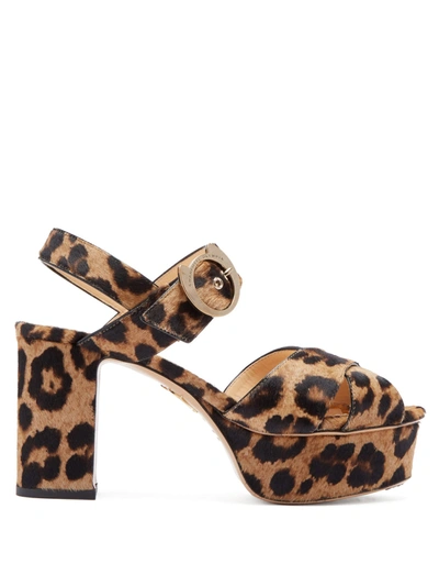 Charlotte Olympia Leopard-print Calf-hair Platform Sandals In Multi