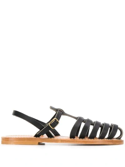 K.jacques Adrien Caged Leather Slingback Sandals In Noir