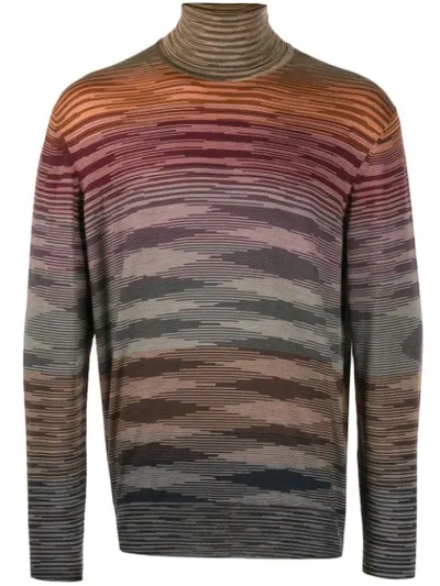 Missoni Roll-neck Space-dyed Wool Sweater In Brown