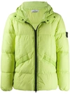 Stone Island Quilted Resin-coated Down-filled Coat In Green