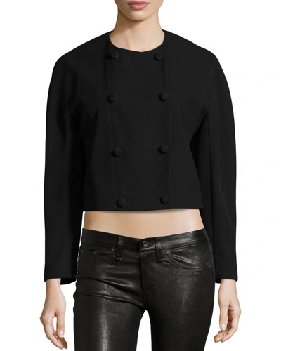 Proenza Schouler Double-breasted Cropped Jacket, Black