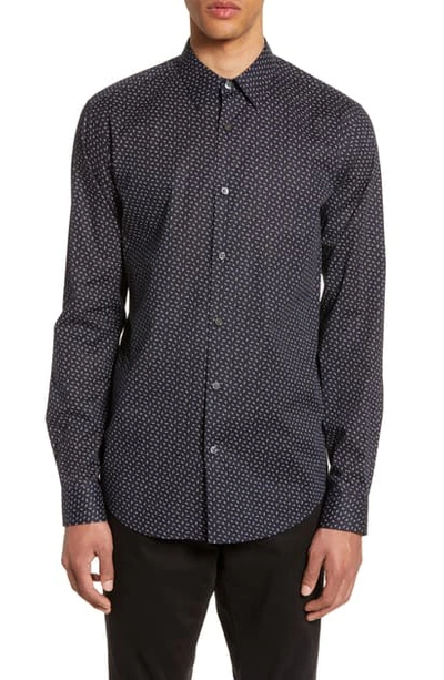 Theory Irving Adder Dash Striped Regular Fit Shirt In Eclipse