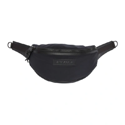 Ami Alexandre Mattiussi Logo-appliquéd Pebble-grain Leather Belt Bag In Black