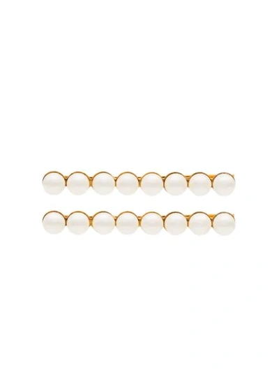 Jennifer Behr Gracie Pearl Hair Slides In White