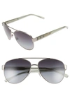 Burberry 57mm Polarized Aviator Sunglasses In Silver