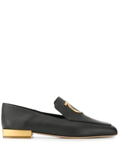 Ferragamo Lana Mirror-heel Step Down Loafers In Black