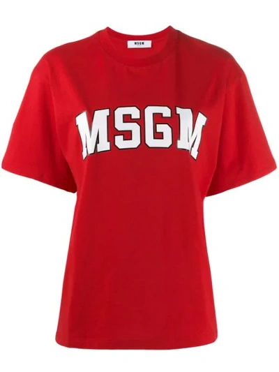 Msgm College Logo T-shirt In Red