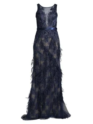 basix black label feather gown