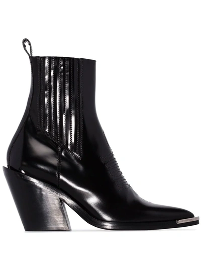 Paco Rabanne Black 80 Patent Leather Cowboy Boots