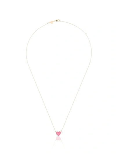 Alison Lou 14kt Yellow Gold Heart Necklace In Pink- Gold