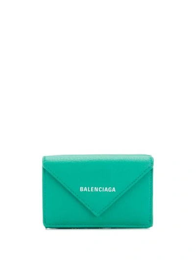 Balenciaga 'papier' Portemonnaie Mit Logo - Grün In Green