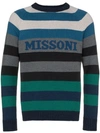 Missoni Logo Intarsia Striped Sweater In Multicolour