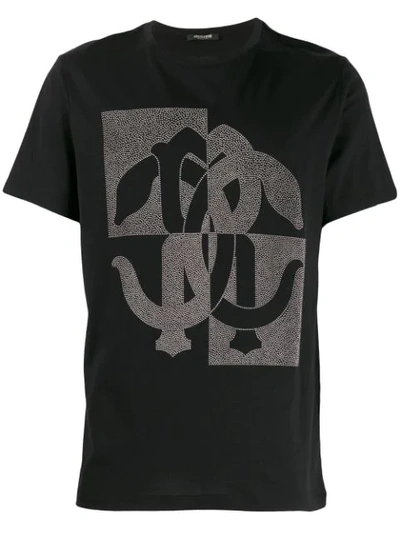 Roberto Cavalli Studded Logo T-shirt In Black