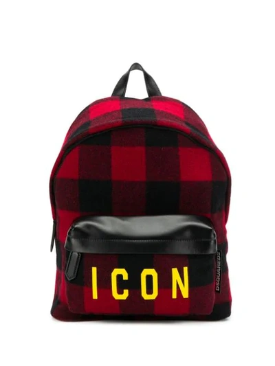 Dsquared2 Plaid Icon Backpack In M1756 Red
