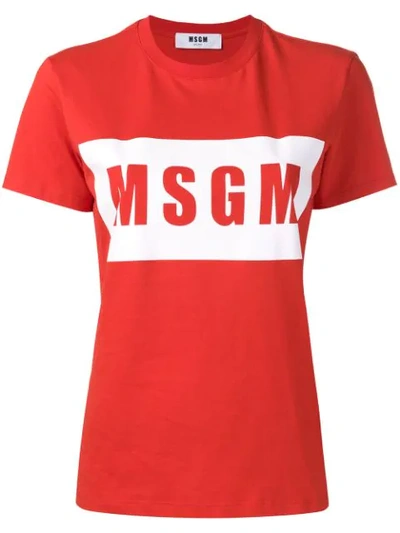 Msgm Box Logo T-shirt - Red