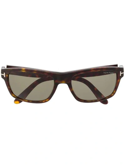 Tom Ford Rectangular Tortoiseshell Sunglasses In Brown
