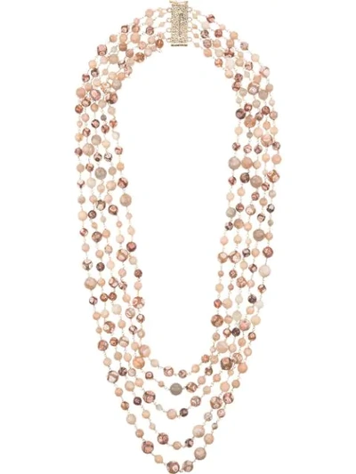 Rosantica Long Beaded Loop Necklace In Pink