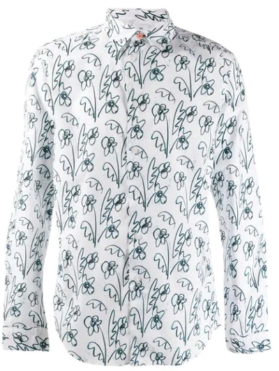 Ps By Paul Smith Floral Scribble Print Shirt In White