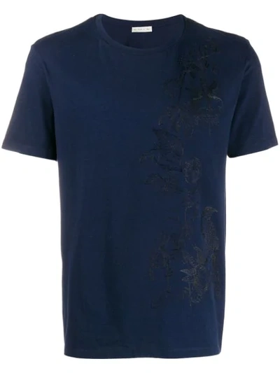 Etro Tone-on-tone Embroidered T-shirt In Blue