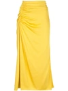 Theory Twisted Stretch-silk Midi Skirt In Yellow