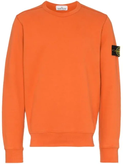 Stone Island Logo Long-sleeve Sweater In Orange