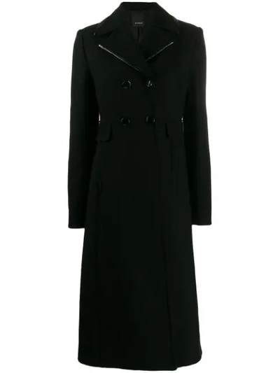 Pinko Patent Trim Double Breasted Coat In Z99 Black
