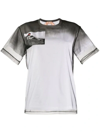 N°21 Mesh Panel T-shirt In White