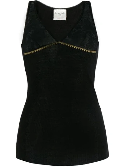 Forte Forte Lace Panel Tank Top In Black