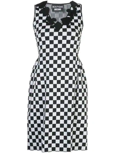 Boutique Moschino Checkboard Shift Dress In White