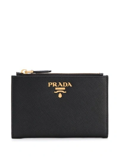 Prada Billfold Lettering Logo Wallet In Black