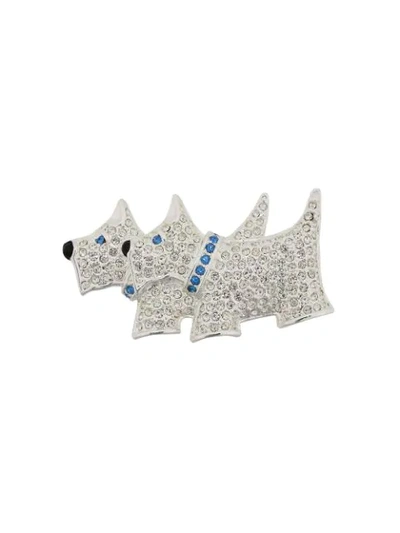 Pre-owned Susan Caplan Vintage 1980's Napier Scottish Terriers Brooch In Silver