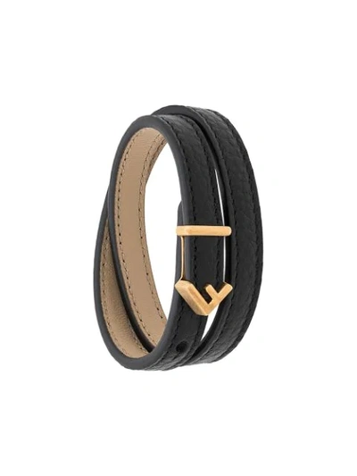 Fendi F Logo Double-wrap Bracelet In Black