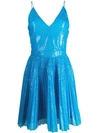 Msgm Sequin Pleated Dress In Blue