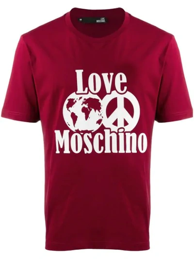 Love Moschino Contrast Logo T-shirt In Red