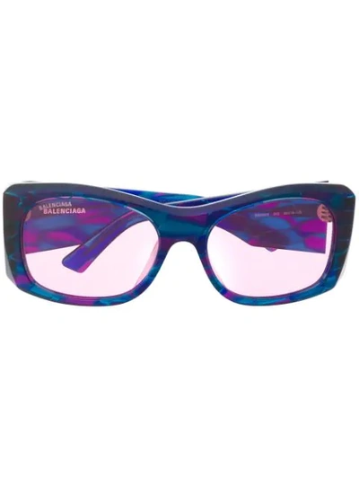 Balenciaga Hybrid Oval Sunglasses In Blue