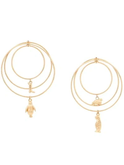 Marni Three-hoop Charm Earrings In 00y65 Gold